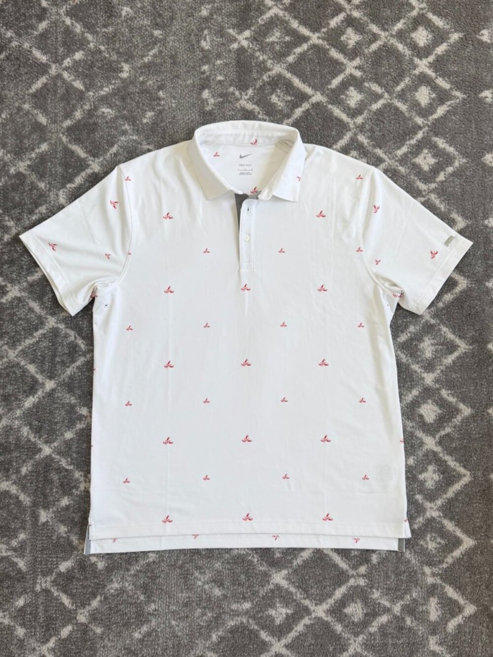 Nike Men's Dri-Fit Golf Lobster Polo, White, Size L